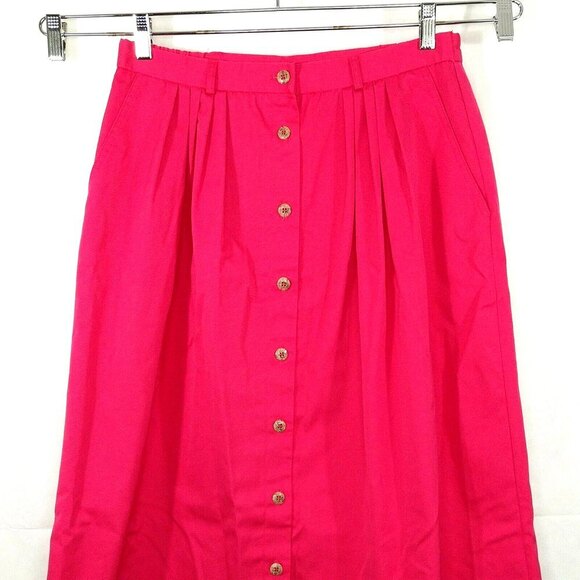 Vintage Country Suburbans Midi Skirt Button Front Women Size 14 Pink Pleated - Picture 2 of 6